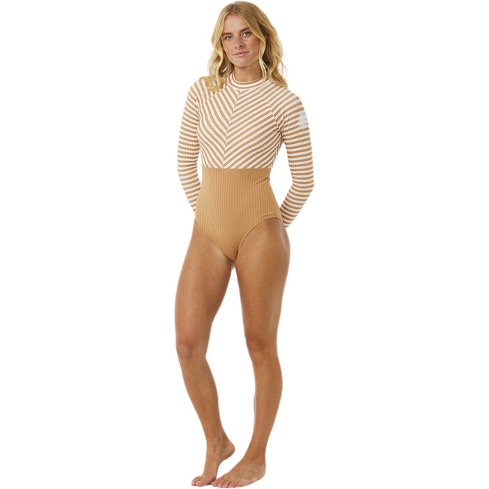 2024 Rip Curl Frauen Premium Surf Long Sleeve Surf Suit 15CWRV - Light Brown